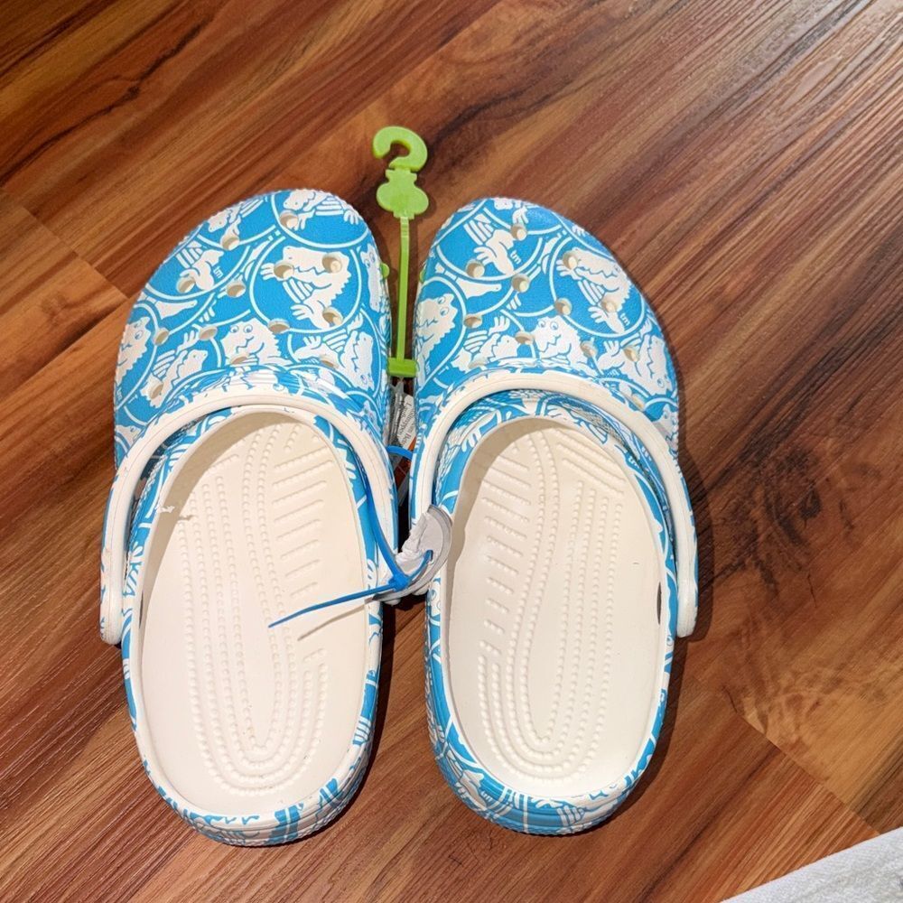 CROCS Blue and White Floral Sandals
